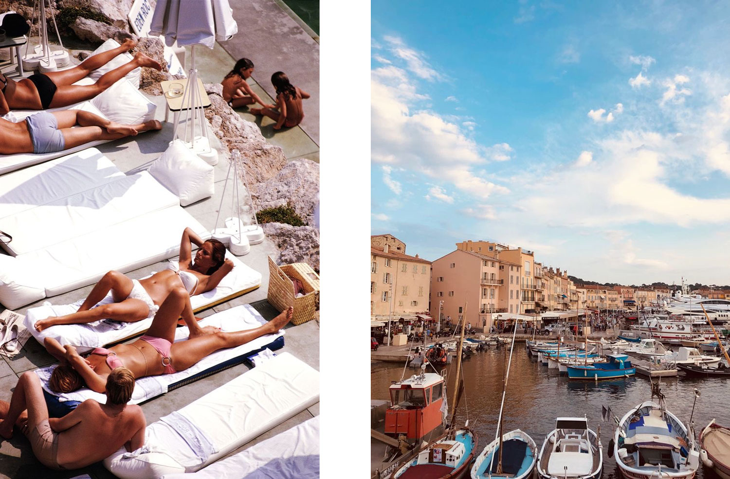 A typical scene in the French Riviera. Right: the infamous marina in St Tropez.