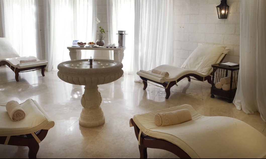 (A look inside the spa relaxation room at Sandy Lane. Source: Sandy Lane).